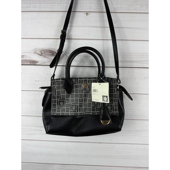 Anne Klein black monogram satchel purse, brand new with tags - Picture 1 of 12